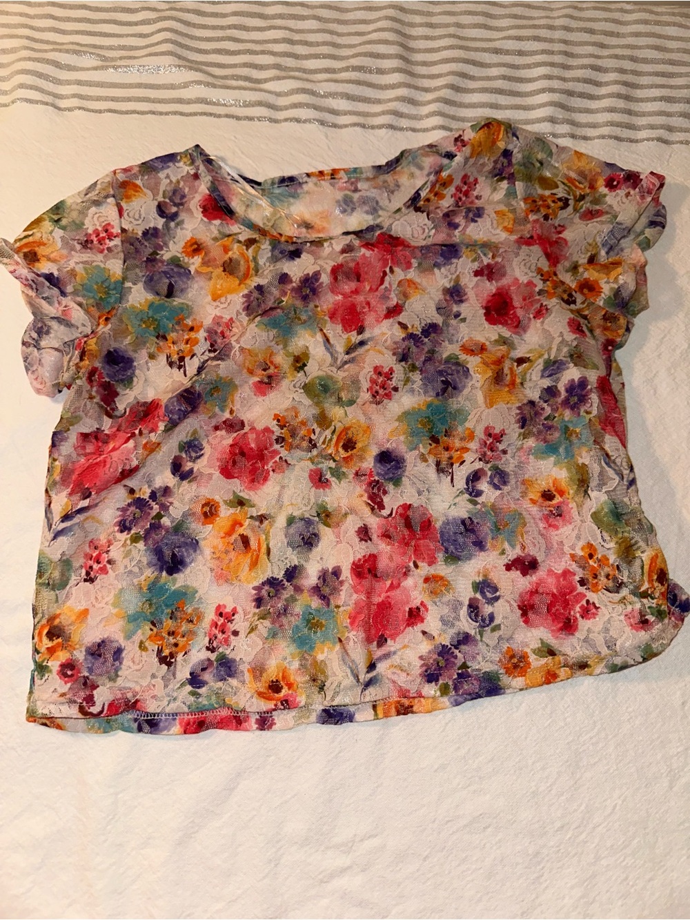 ⭐️ Sheer Lace XS Crop Top Ruffle Sleeve
